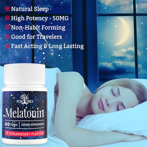 Fogoro Melatonin on nightstand by lamp; promotes a calm wind-down.
