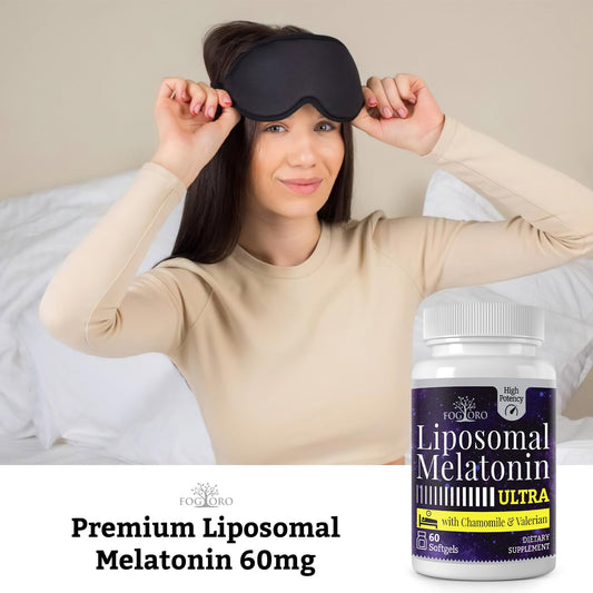 Fogoro Melatonin softgel capsules showing 60 servings for convenient use