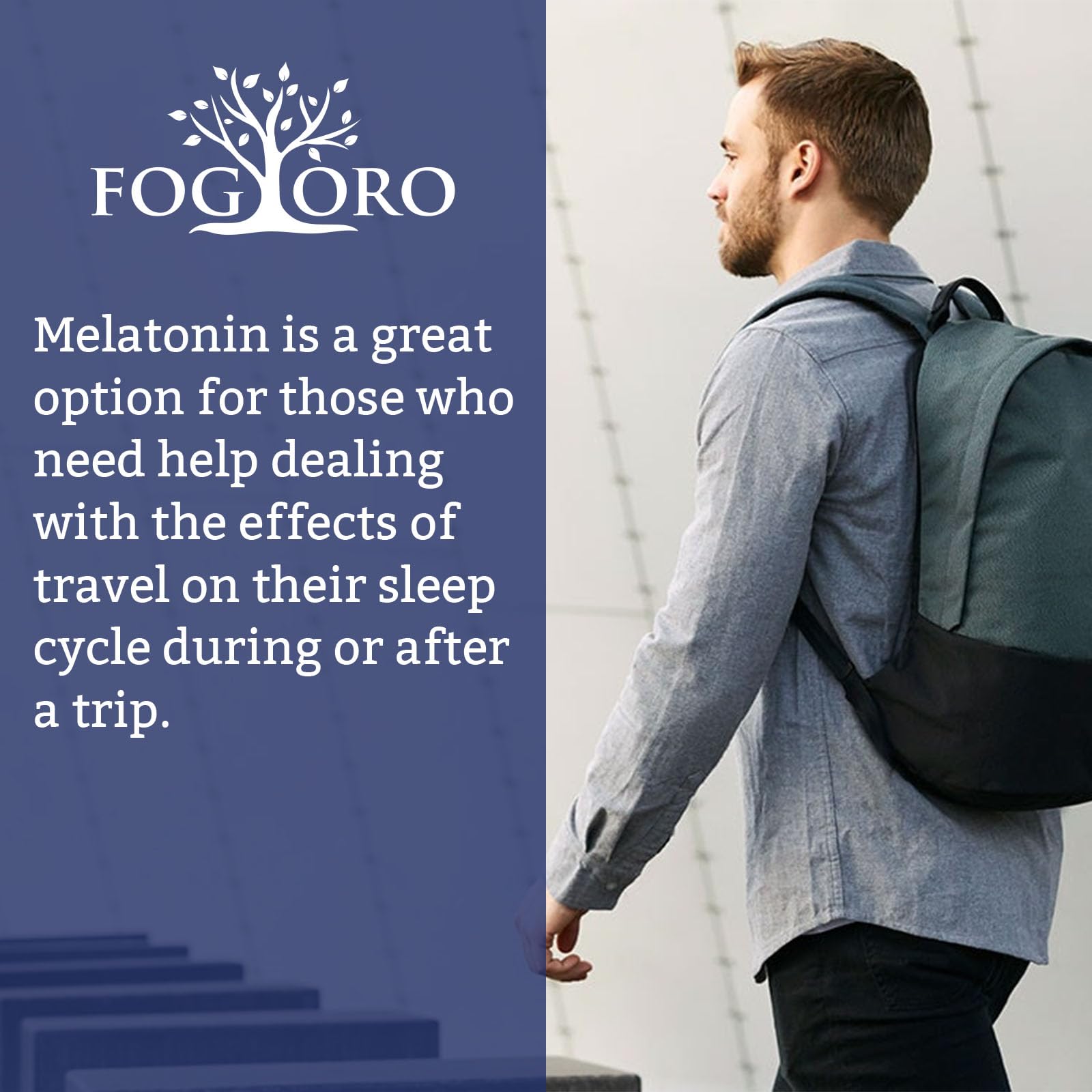 Fogoro Melatonin tablets being poured; simple evening dose.