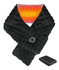 Foiueyga graphene heated scarf front view with slim battery pack for quick warmth.
