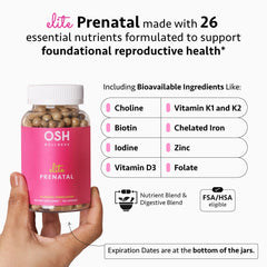 Iodine-rich prenatal pills beside nettle and moringa sprouts indicating balanced nutrition.