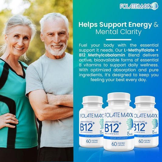 Folate Maxx bottle back showing supplement facts and quality emphasis.