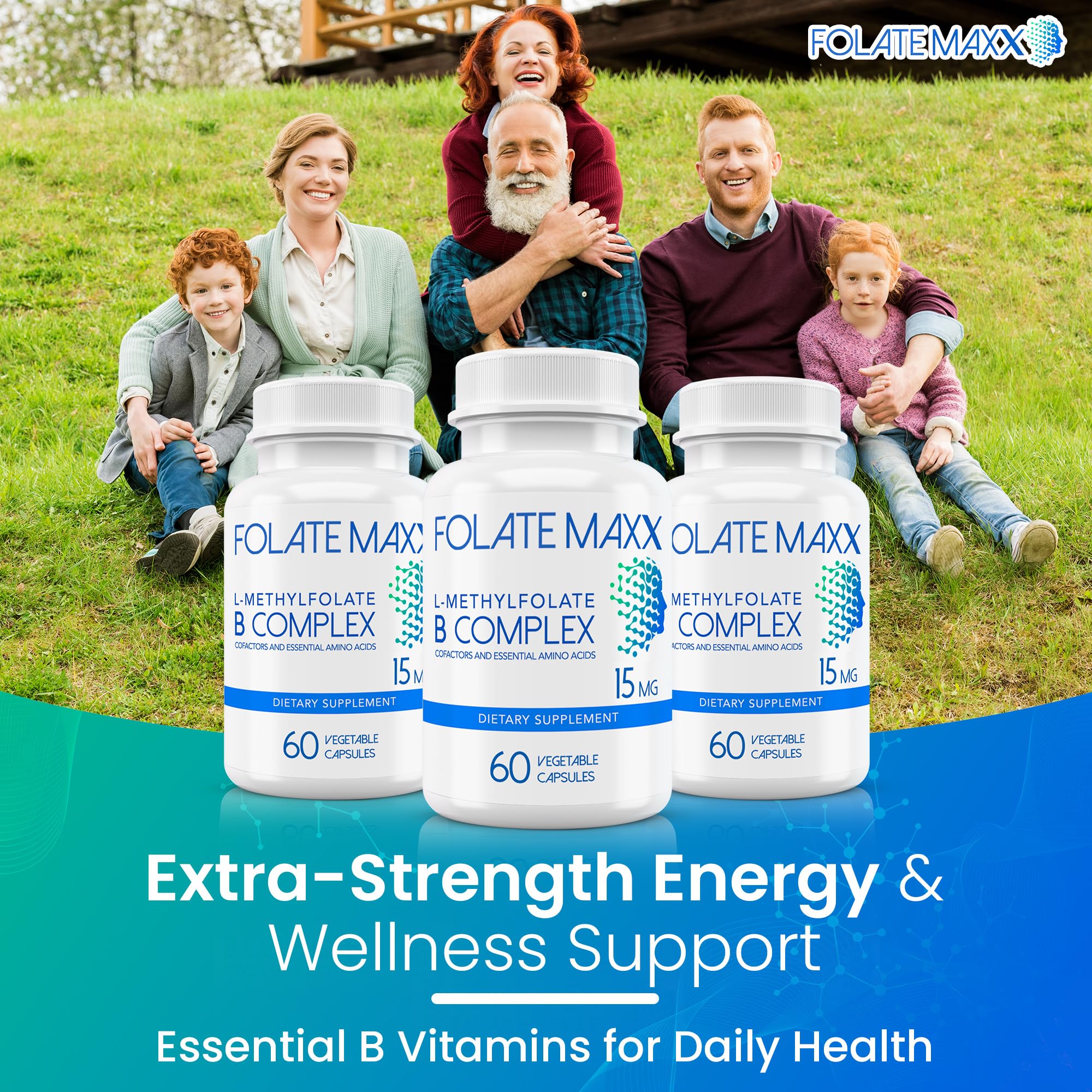 Close-up of Folate Maxx capsules showing high-potency B complex