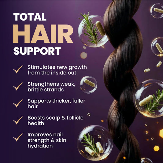 FOLICARE Biotin Hair Growth supplement capsules closeup showing easy daily intake.