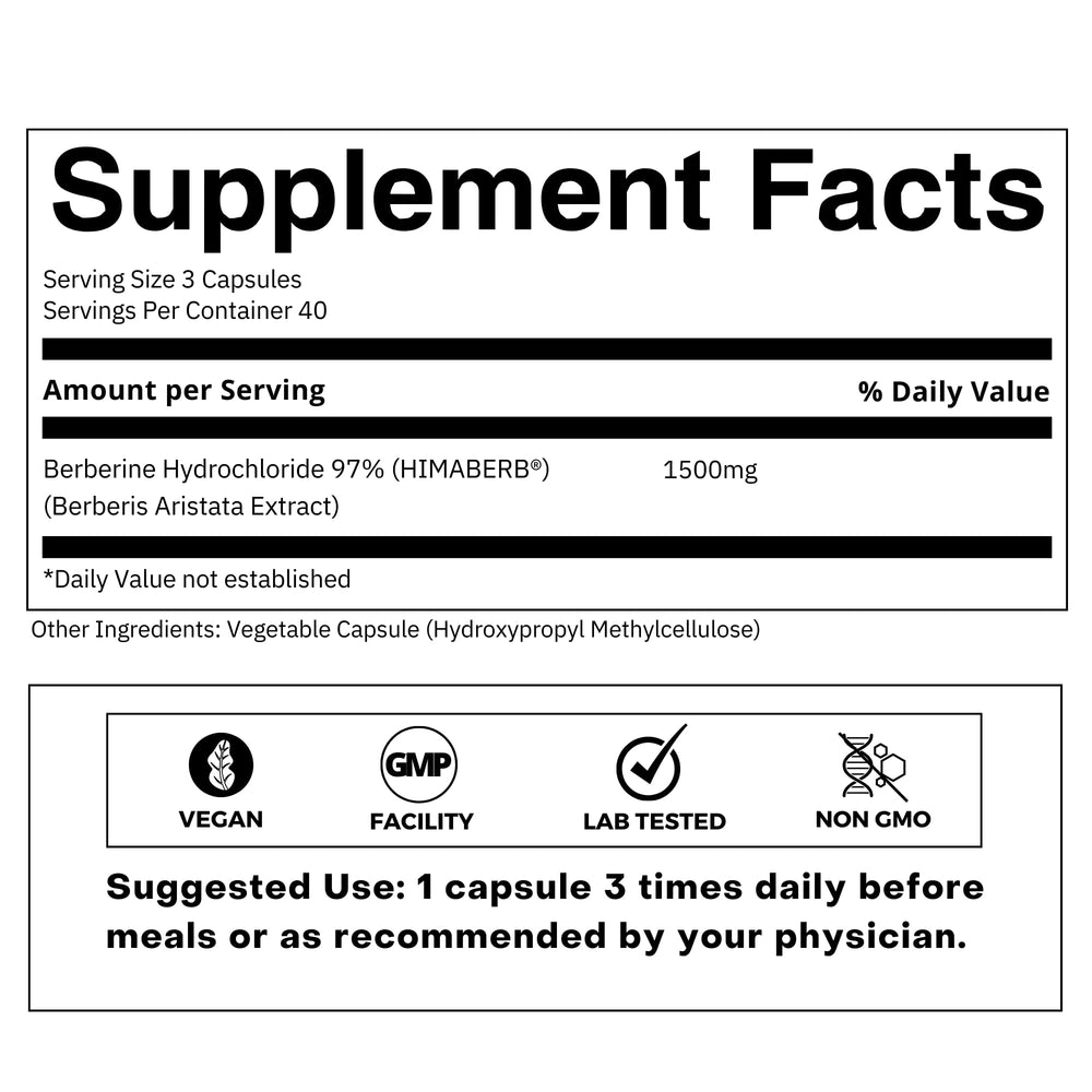 FOLIUS LABS Berberine HCl 97% capsules ready-to-take, showcasing convenient daily dosing.