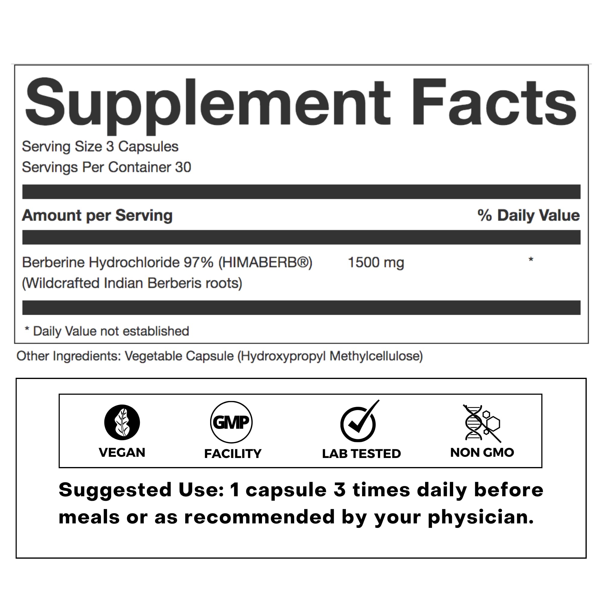 FOLIUS LABS Berberine capsules close-up highlighting 500mg high-strength serving