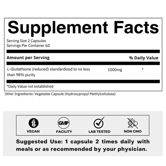 FOLIUS LABS glutathione capsules close-up show high-purity formula.