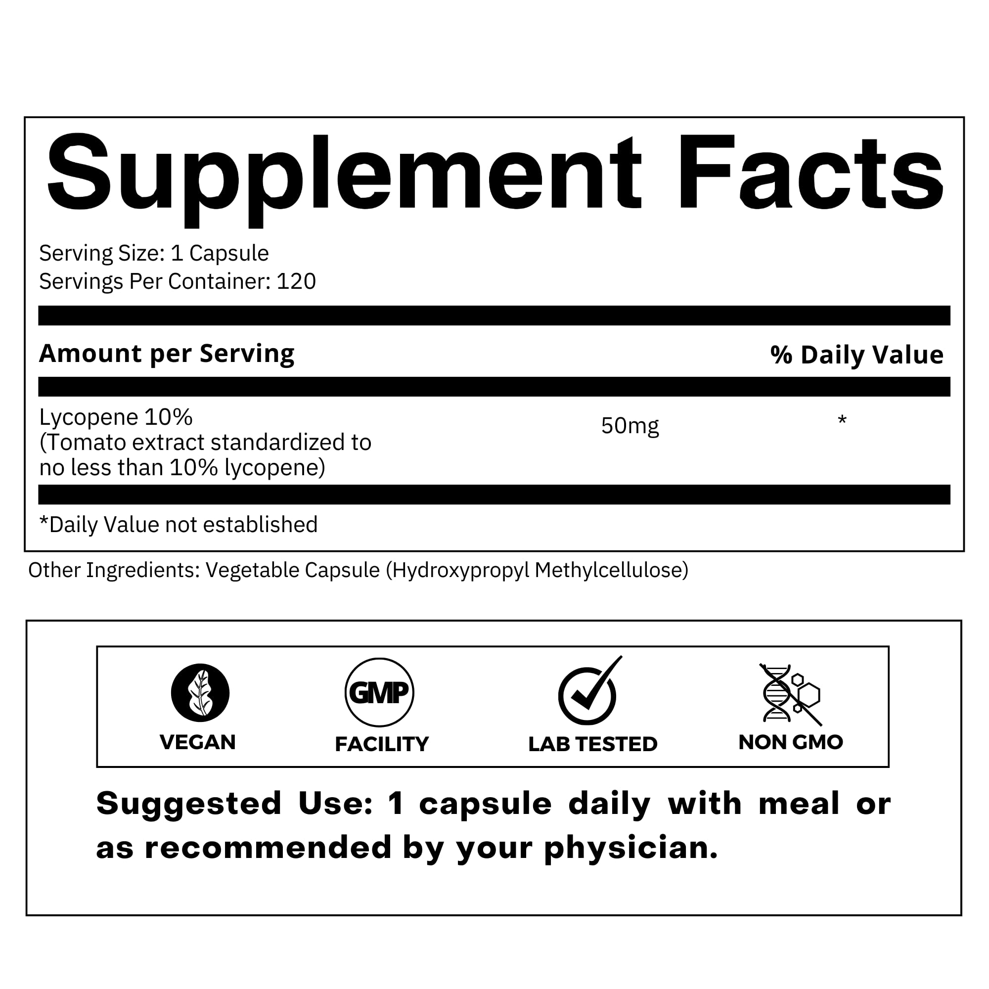 Close-up of FOLIUS LABS Lycopene capsules showing vegan, non-GMO format.