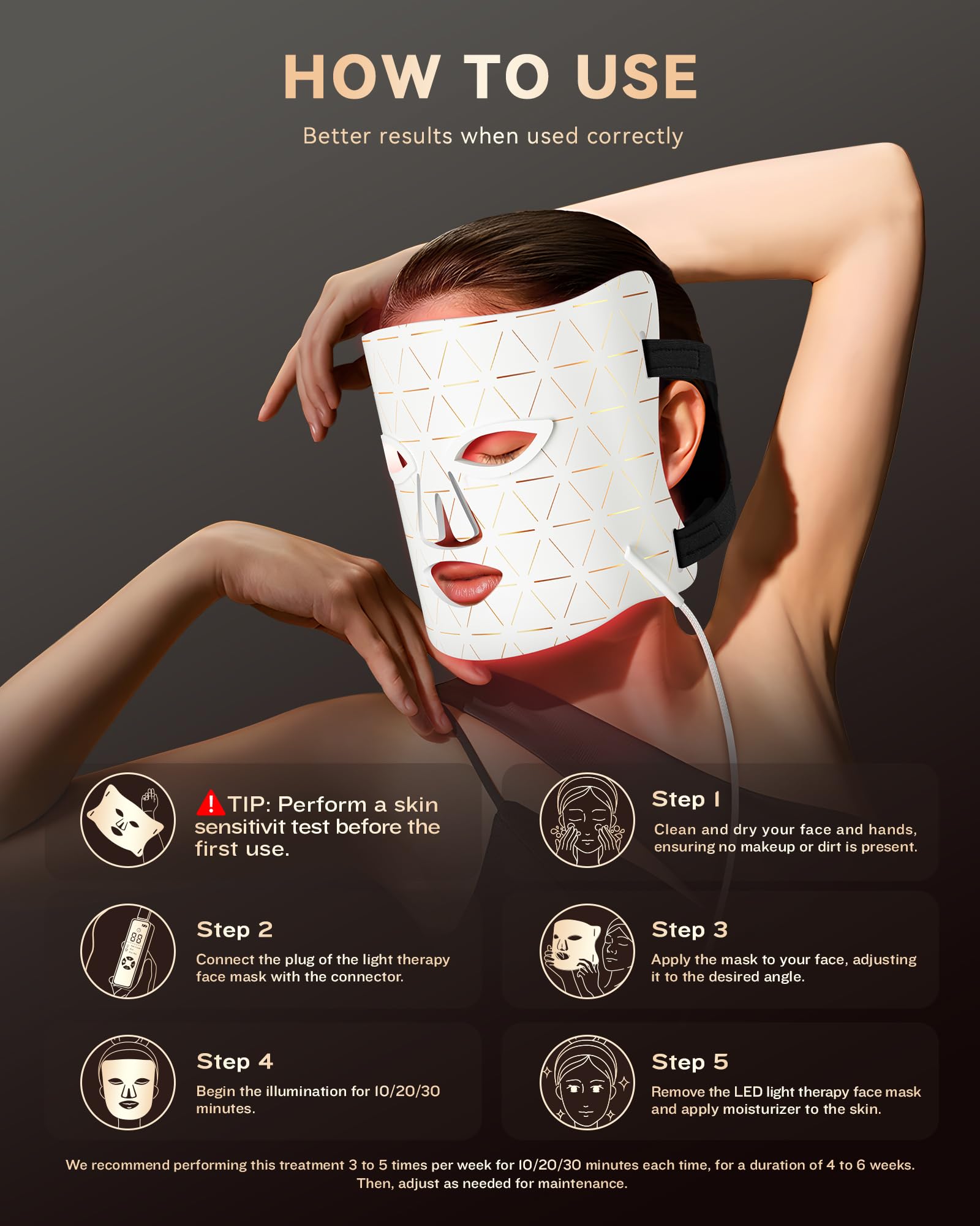 FOLOKE LED mask hygienic silicone surface that is easy to clean.