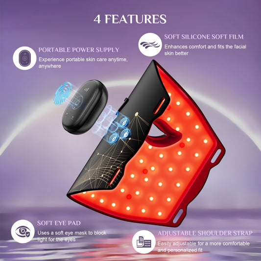 FOLOKE LED Light Therapy Mask with velcro strap for secure fit.