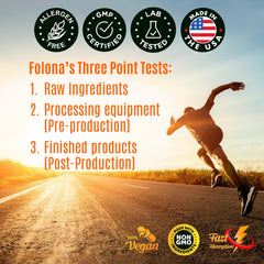 Folona ingredients label closeup shows a clean, additive-free formulation.