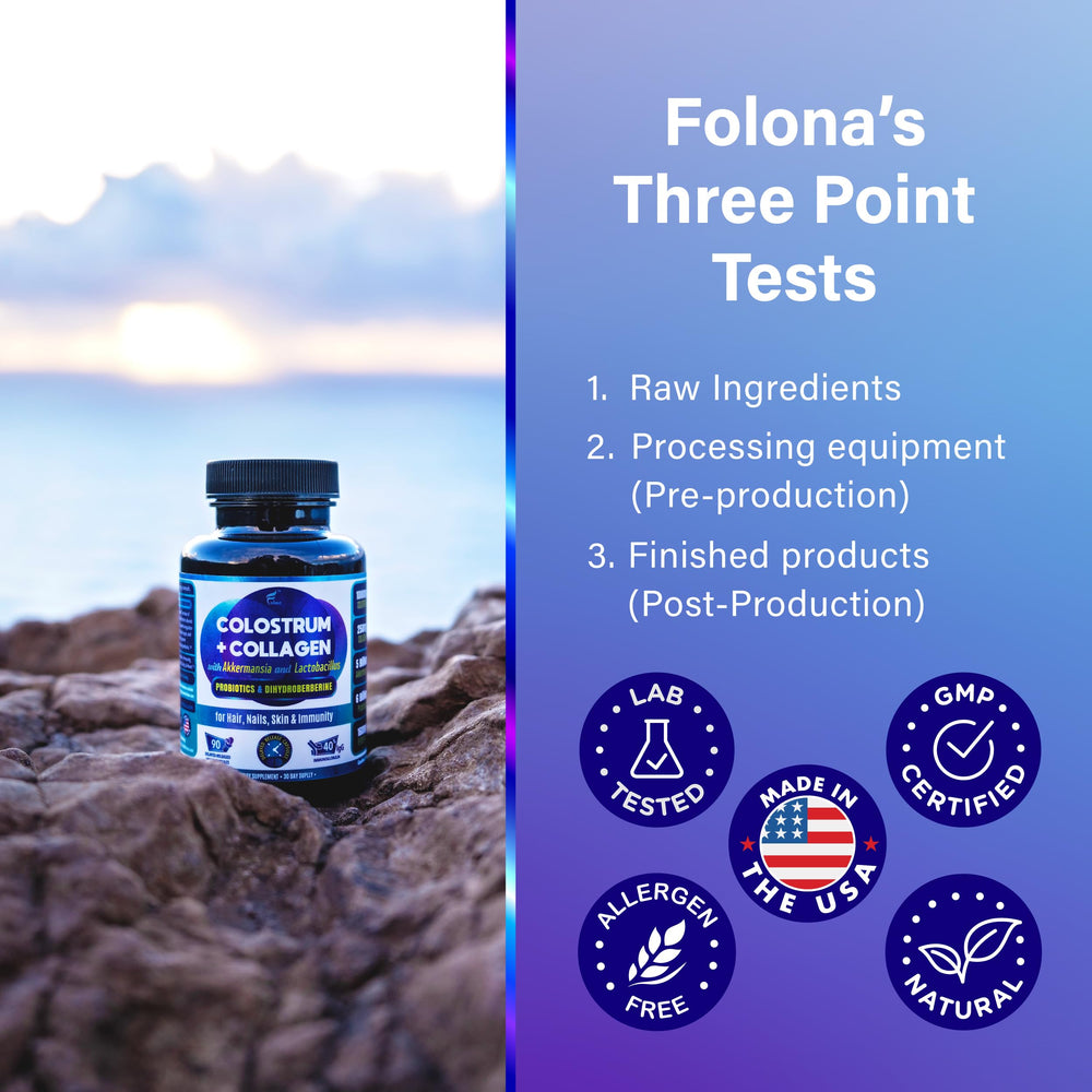 FOLONA lab-tested quality badge indicating third-party testing safety.