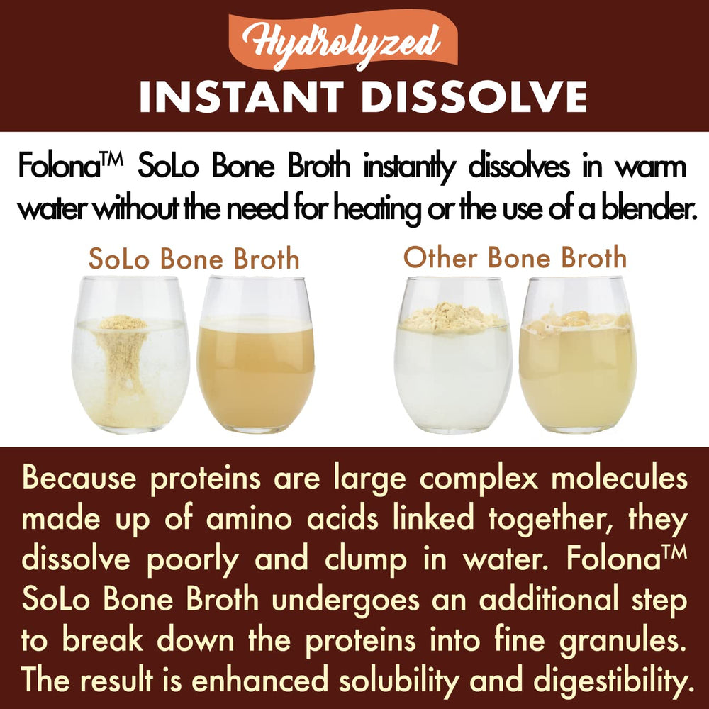 FOLONA Solo Bone Broth Powder is paleo-friendly and dairy-free for versatile diets.
