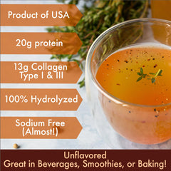 FOLONA Solo Bone Broth Powder packaging in USA, BPA-free container