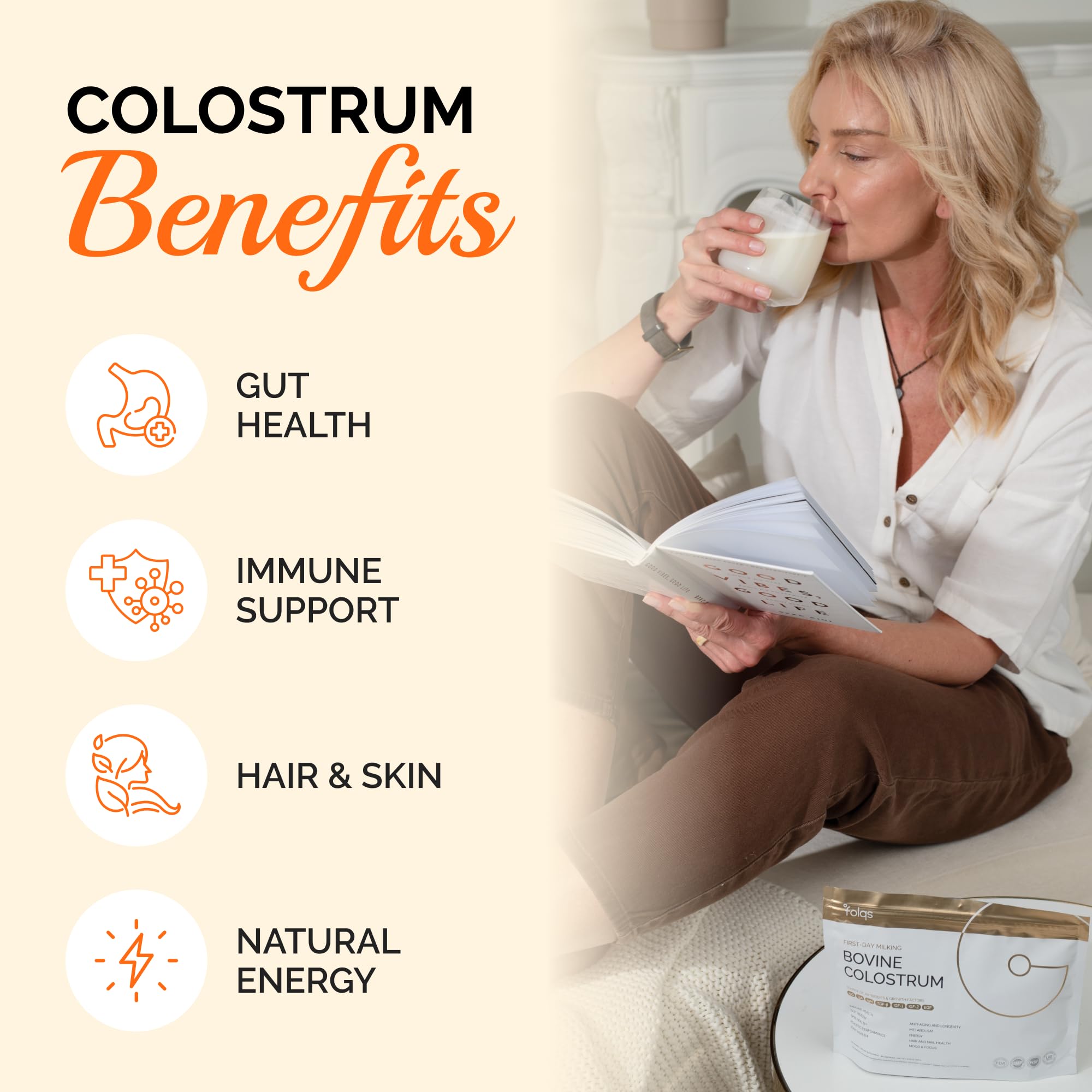 Folqs Bovine Colostrum Powder Kosher certification marked for purity
