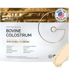 Folqs Bovine Colostrum Powder packaging highlights premium sourcing for quality wellness
