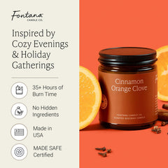 Fontana Candle Co cinnamon orange clove scent fills the room with warm spice.