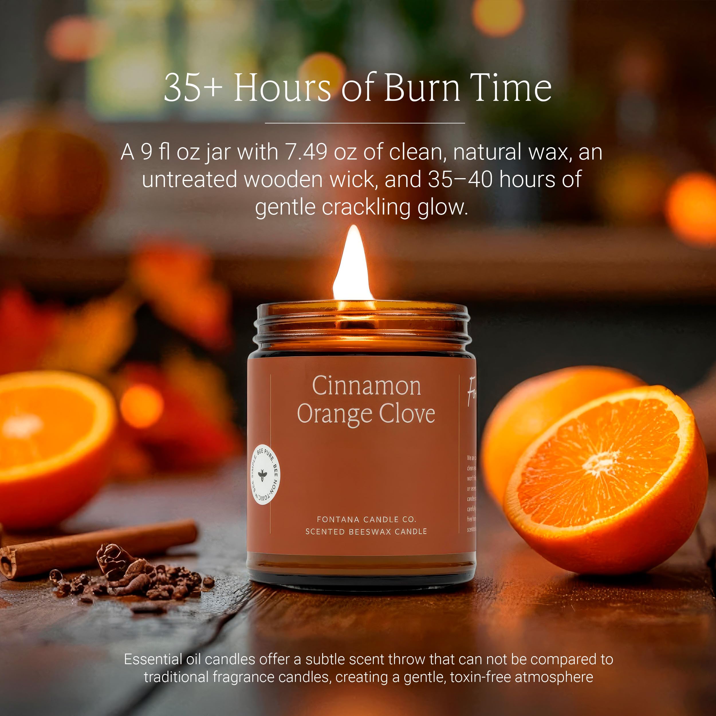 Fontana Candle Co beeswax formula delivers a smooth, consistent burn.