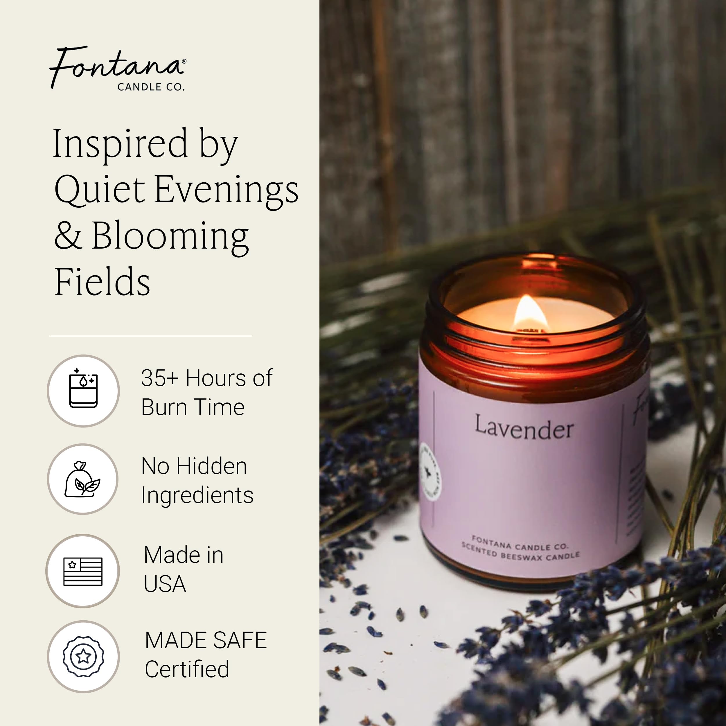 Fontana Candle Co natural ingredients beeswax coconut oil for clean burn