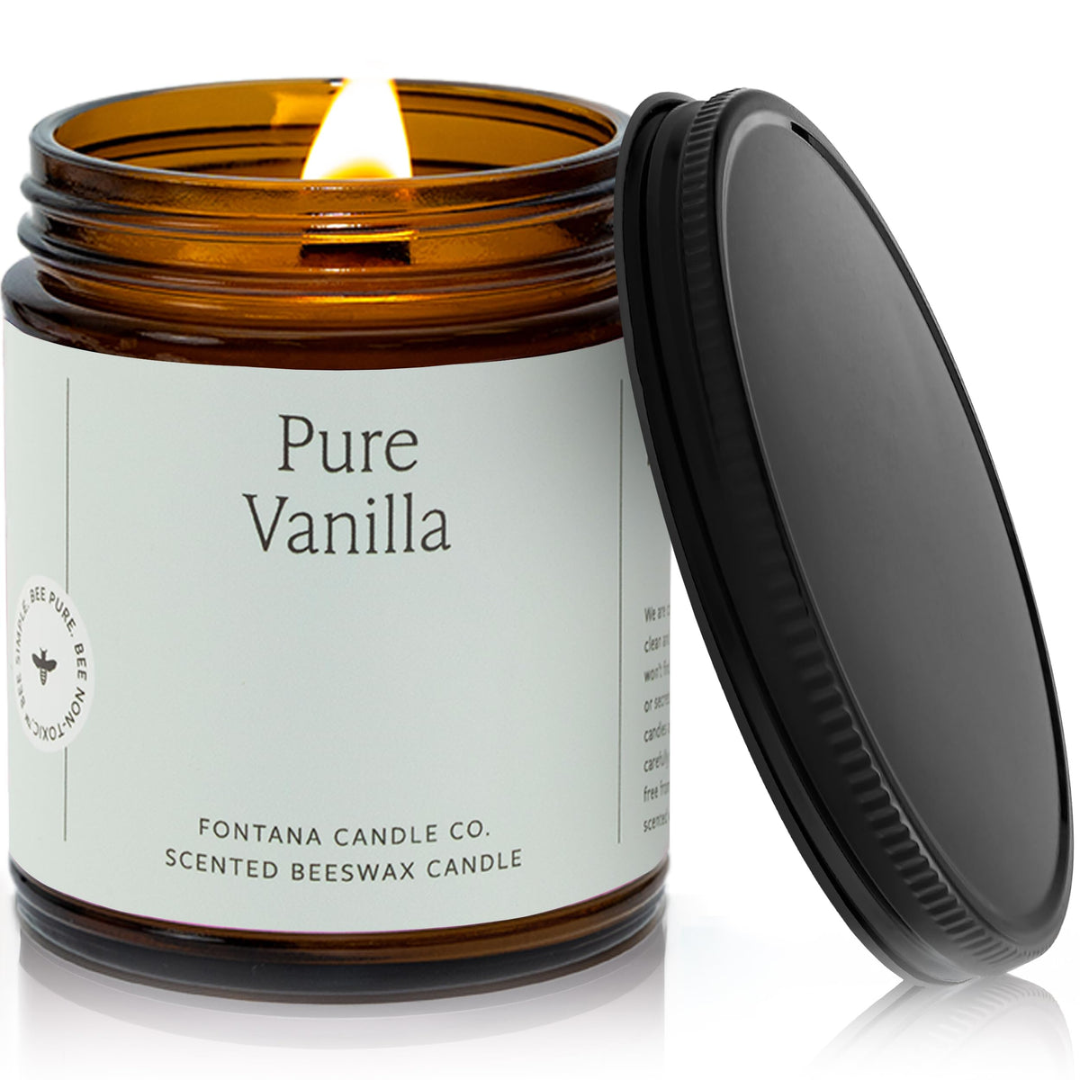 Fontana Candle Co vanilla wood wick in beeswax jar for clean burn.