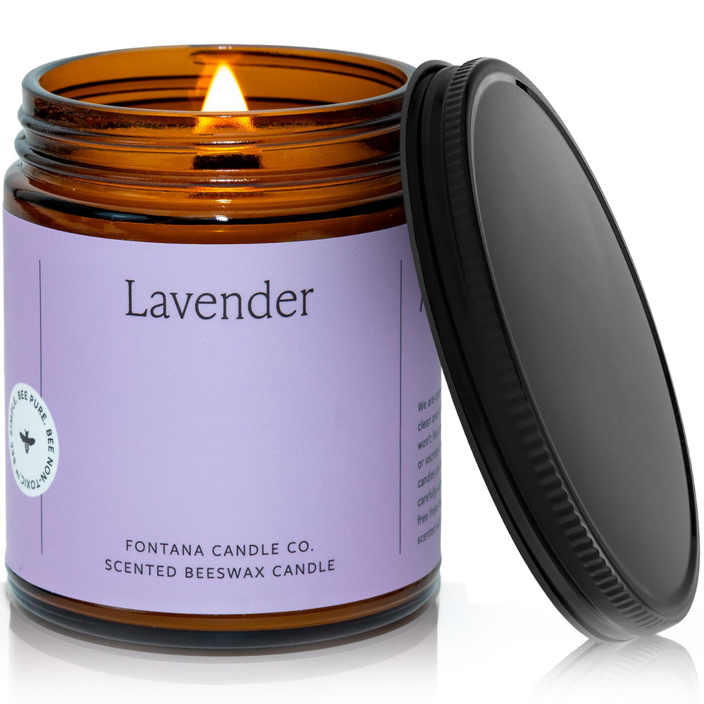 Fontana Candle Co lavender wood wick beeswax jar candle for calming ambiance