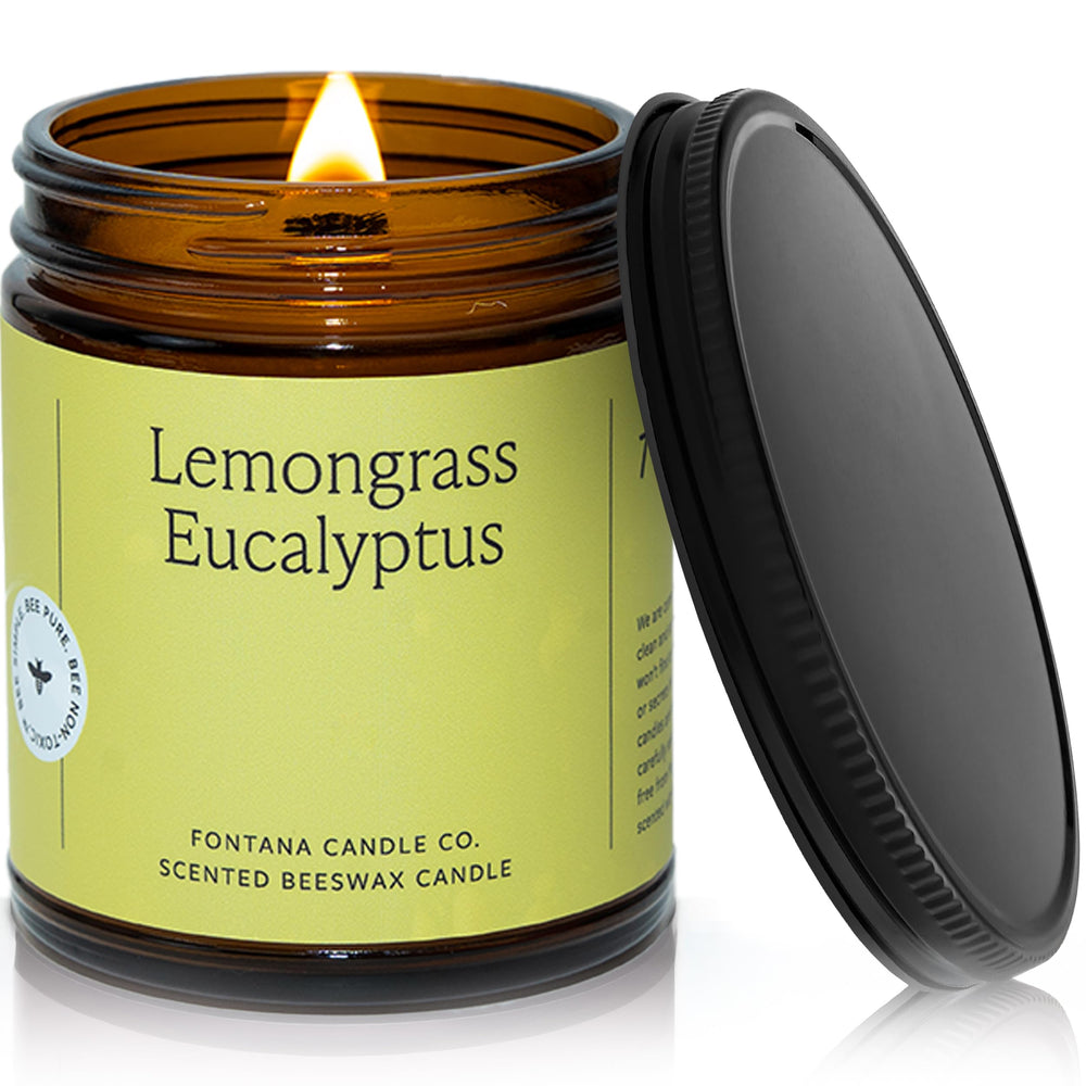 Fontana Candle Co lemongrass eucalyptus wood wick candle with a clean burn and subtle aroma.