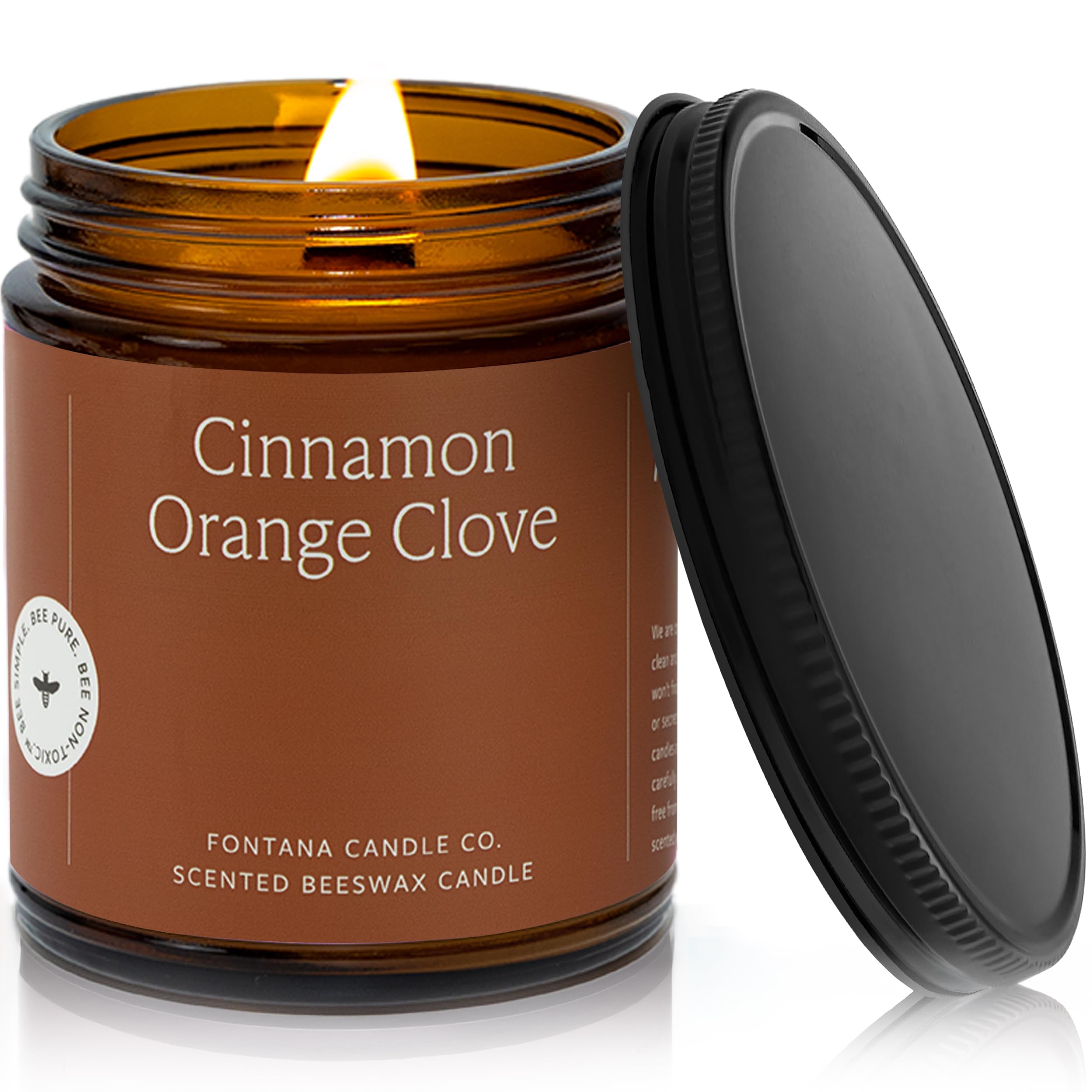 Fontana Candle Co wood wick beeswax jar with a clean crackling burn.
