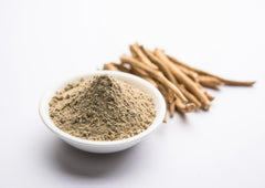 Food to Live Ashwagandha powder whisked into latte for warm comfort.
