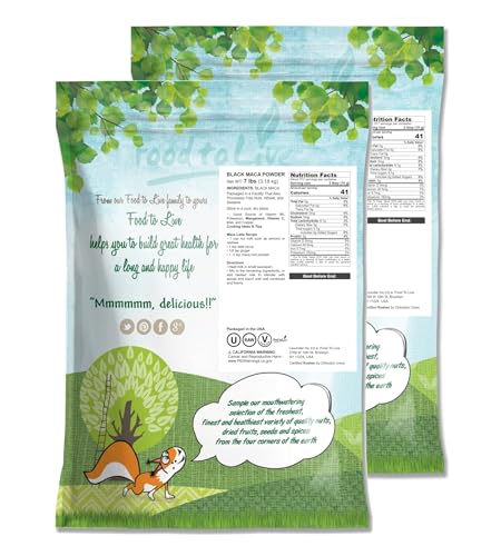 Food to Live Black Maca Powder scoop ready for a daily energy boost