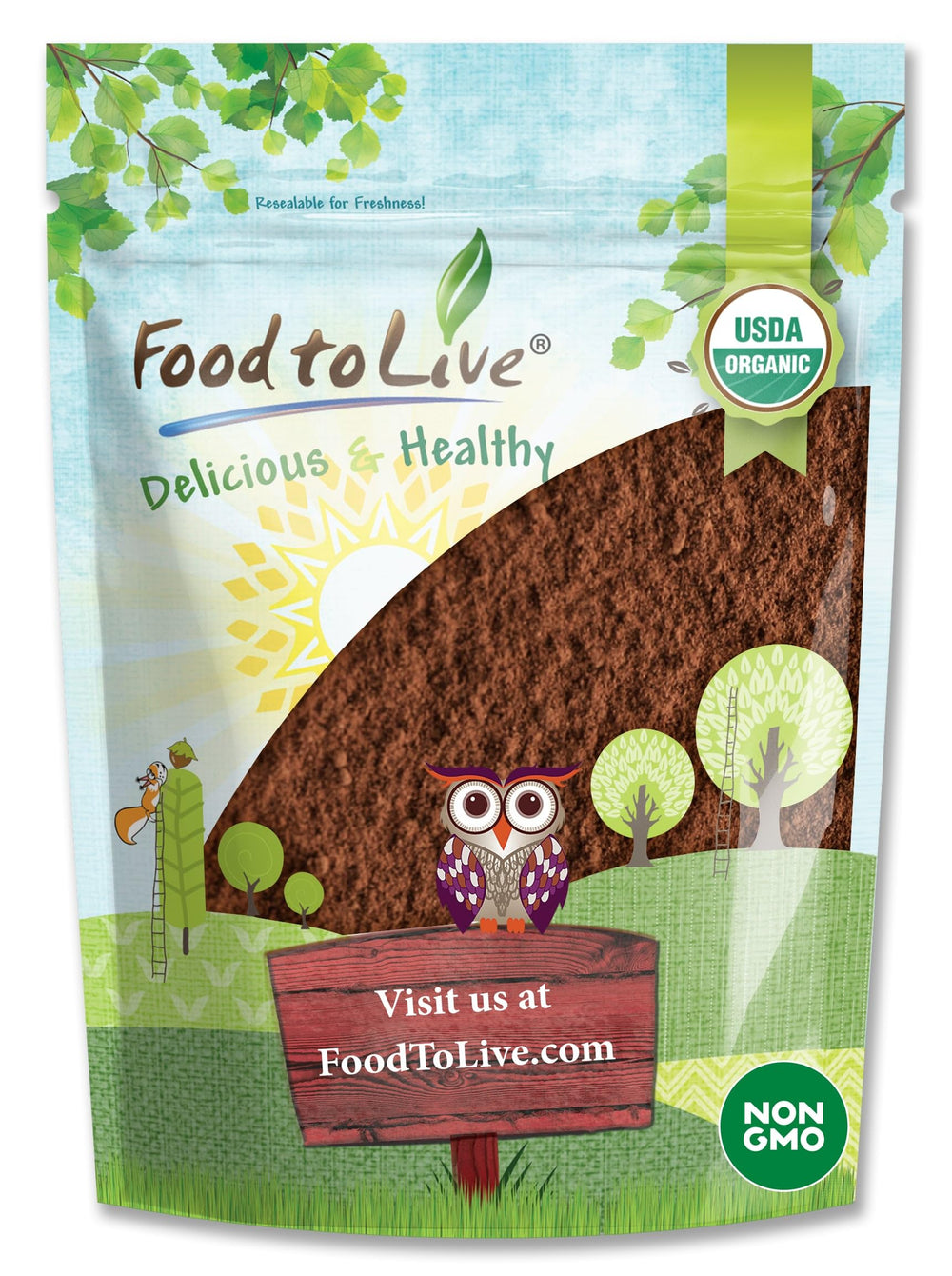 Food to Live Chaga powder container showing a 12 oz jar for daily wellness