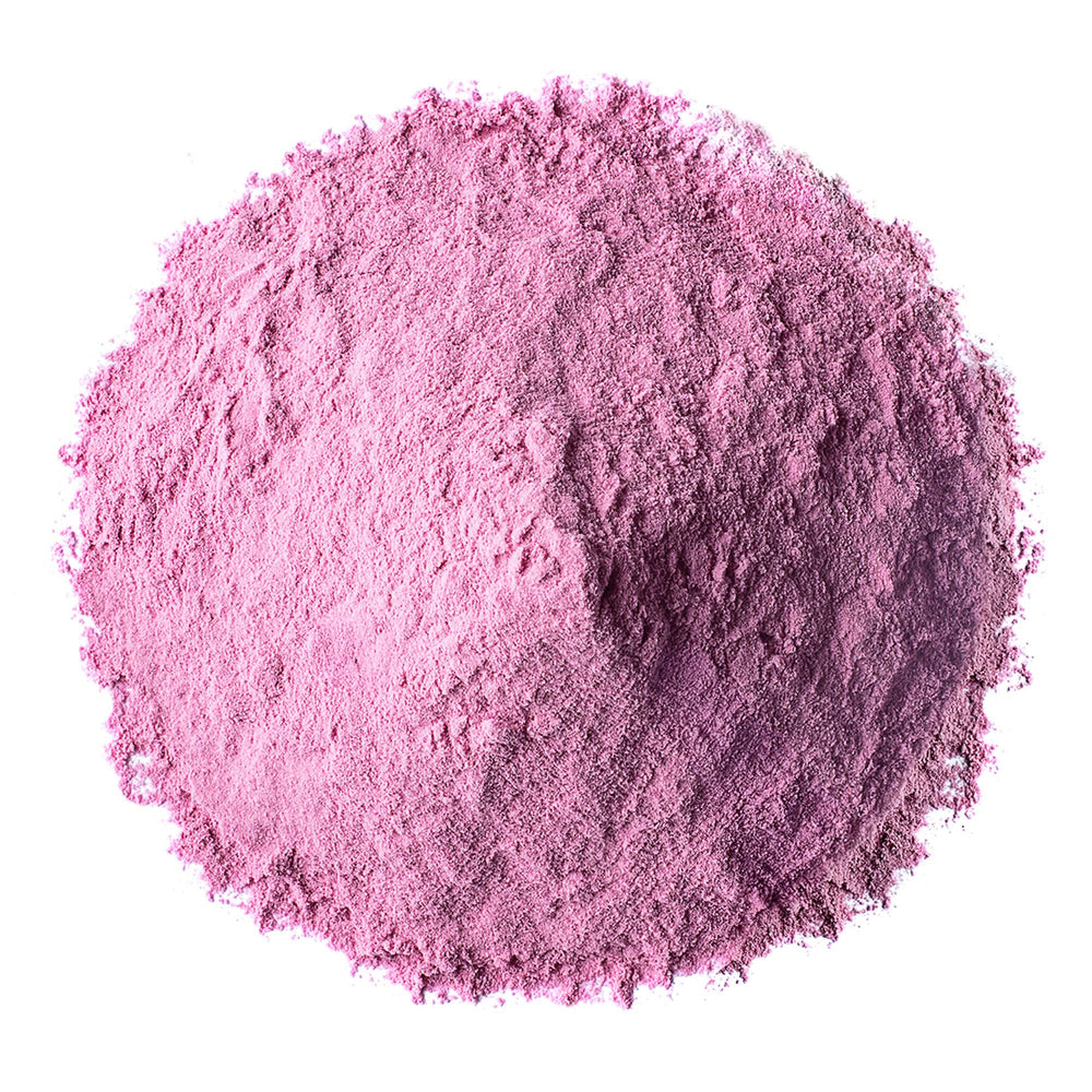 Food to Live Cherry Juice Powder pour displaying vivid color for beverages.