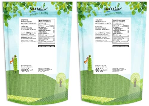 Food to Live Creatine Micronized Powder scoop shows precise 5 g serving