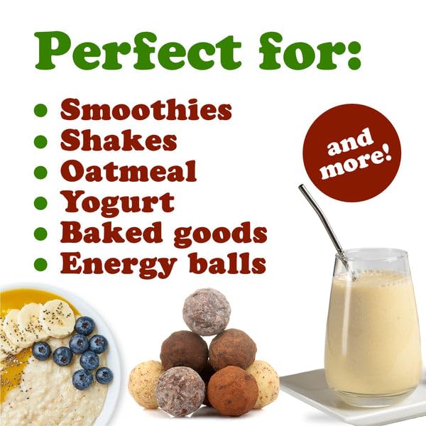 Food to Live Energize chocolate protein powder in a glass with chocolate swirl