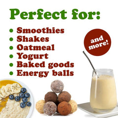 Food to Live Energize chocolate protein powder in a glass with chocolate swirl