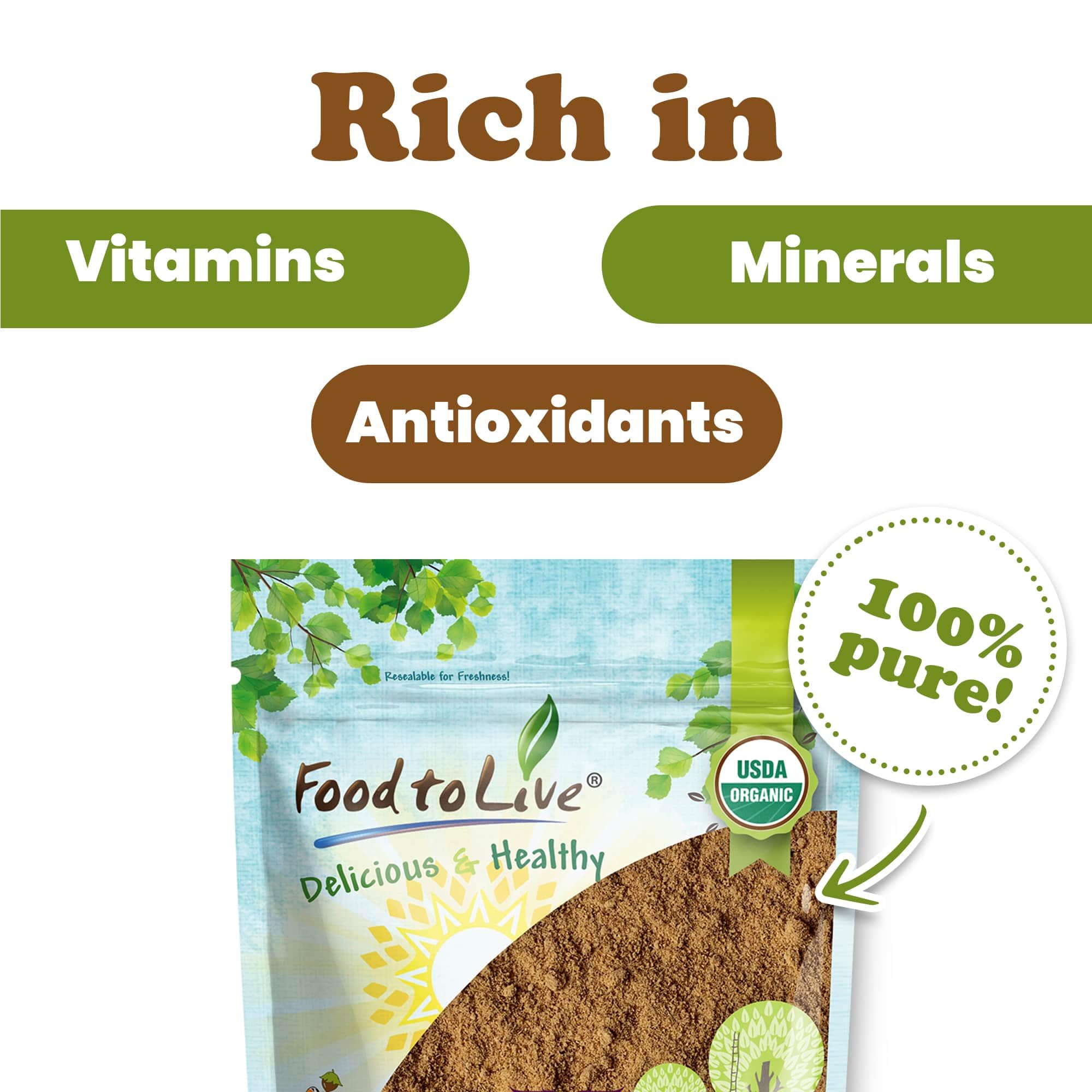 Food to Live red reishi powder in baking dish for recipes