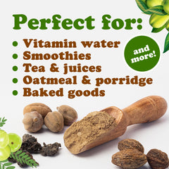 Food to Live Triphala powder aroma; freshly packed for aroma and flavor.