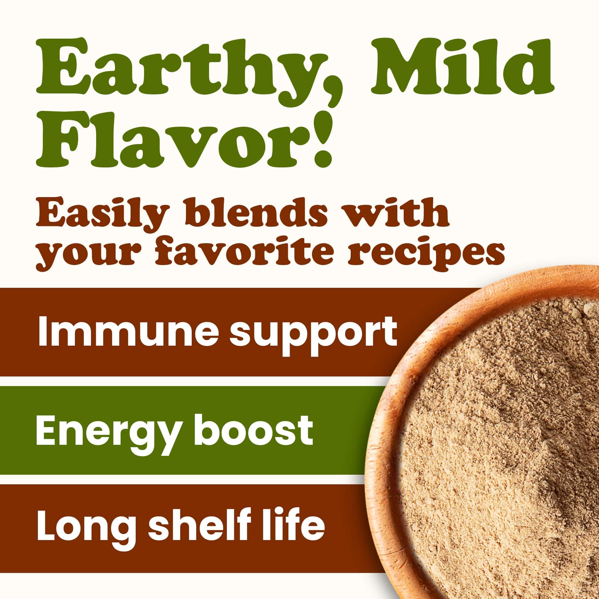 Food to Live turkey tail powder packaging on a kitchen shelf highlighting bulk value.