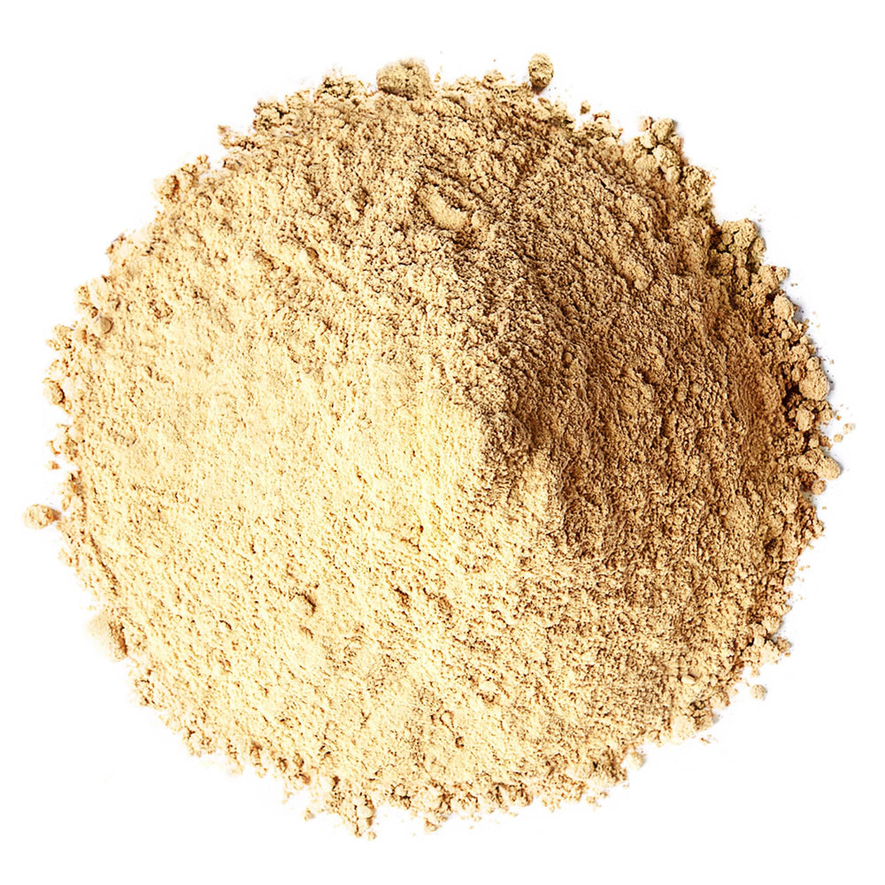 Food to Live Yellow Maca Powder scoop ready for smoothies