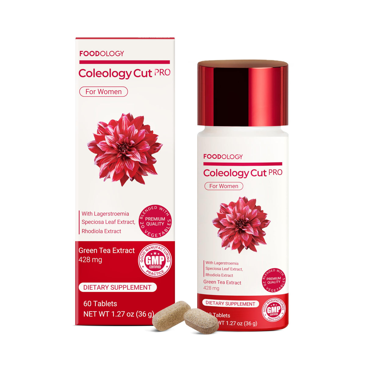 FOODOLOGY Coleology Cut PRO bottle shown for weight management support.