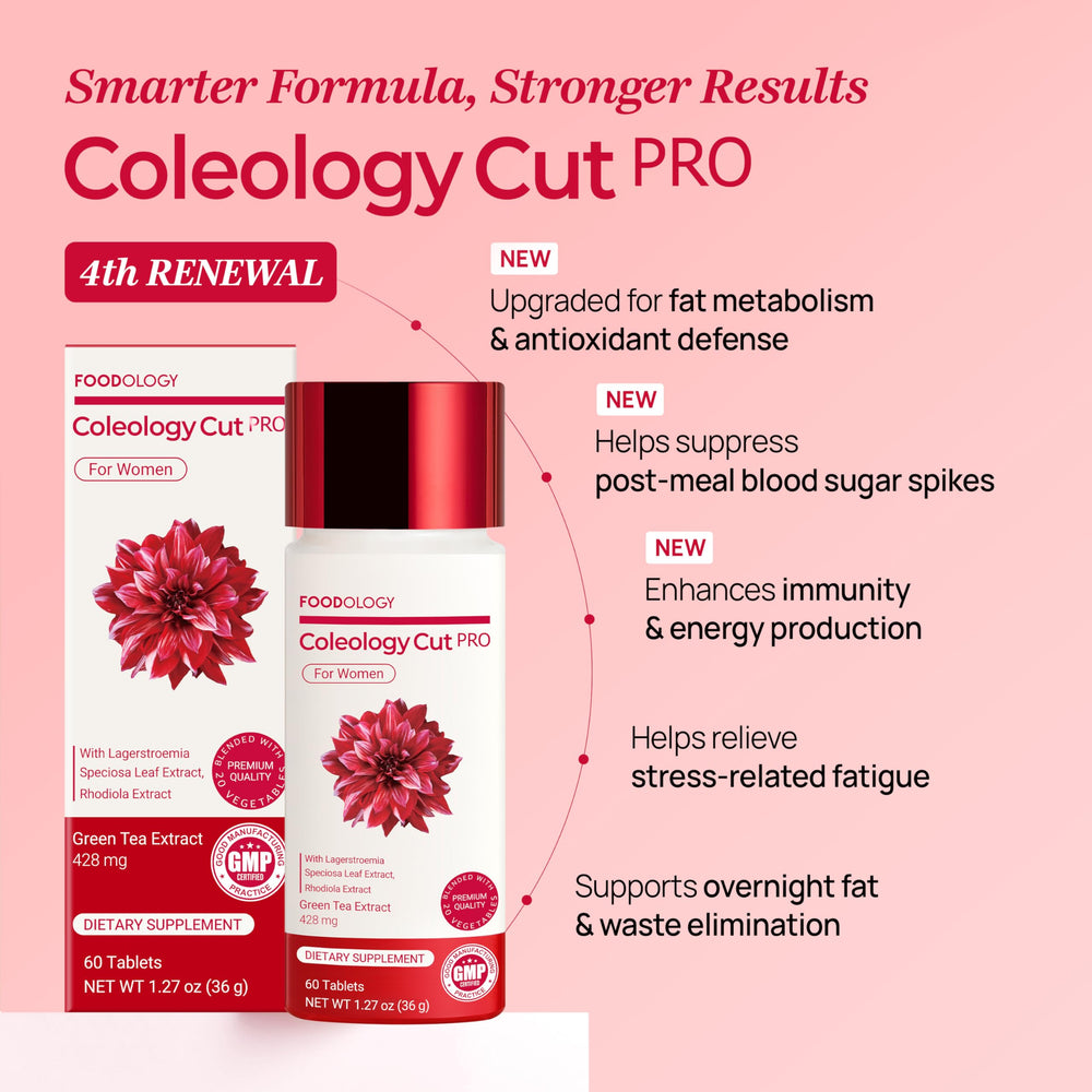 FOODOLOGY Coleology Cut PRO green tea extract label emphasizing metabolism.