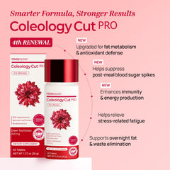 FOODOLOGY Coleology Cut PRO green tea extract label emphasizing metabolism.
