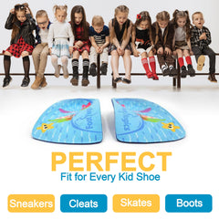 Footlogics Fun Kids insoles fit sports shoes for active play.