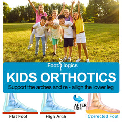 Footlogics Fun Kids insoles offer cushioning with shock-absorbing heel padding.