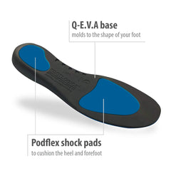 Footlogics insoles trimmed to fit for customized lace-up shoe comfort.
