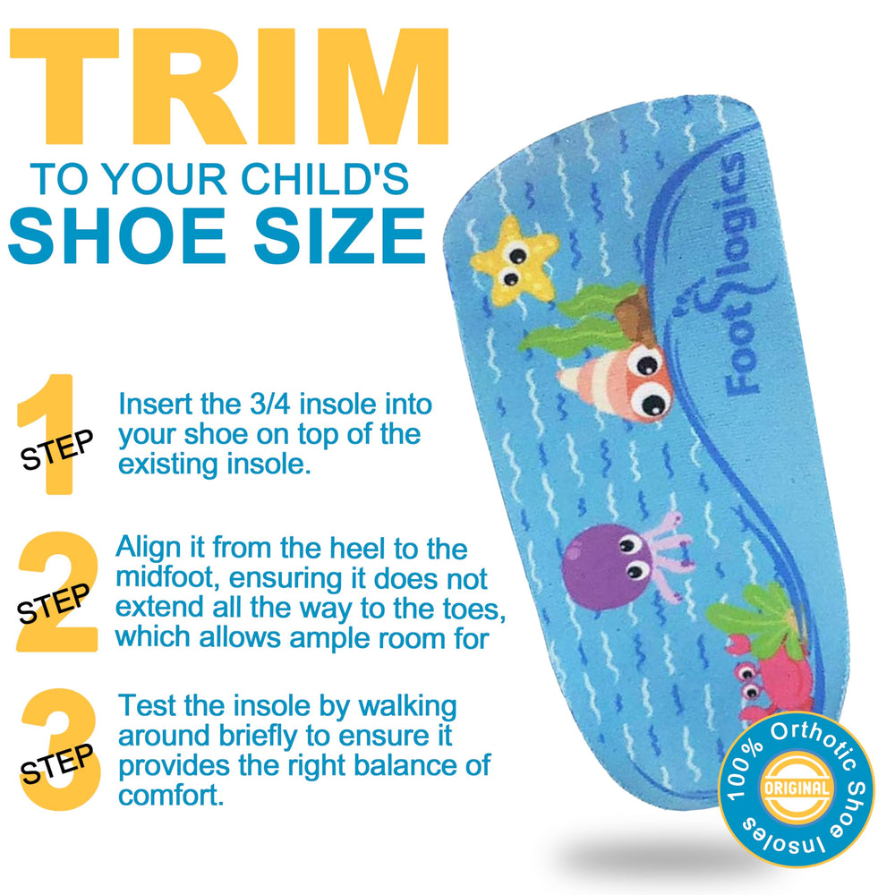 Footlogics kids insole pronation support stabilizing arches during activity