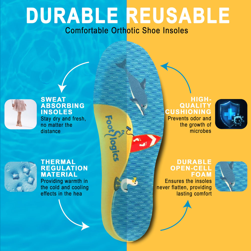 Footlogics kids insole provides comfort in school and sport shoes