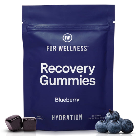 For Wellness electrolyte recovery gummies blueberry bottle for on-the-go hydration.
