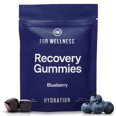 For Wellness electrolyte recovery gummies blueberry bottle for on-the-go hydration.