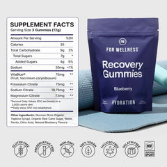 For Wellness Gummies ingredients picture highlights Non-GMO vegan content.