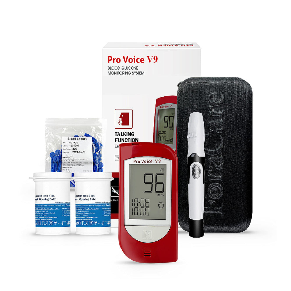 FORA Pro Voice V9 talking glucometer with audible readings for easy monitoring